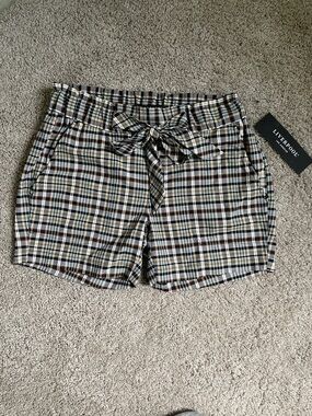 Women’s Liverpool Plaid Shorts Size Small black, brown, mustard, light turquoise
